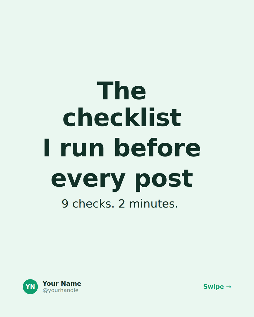 The checklist LinkedIn carousel template cover